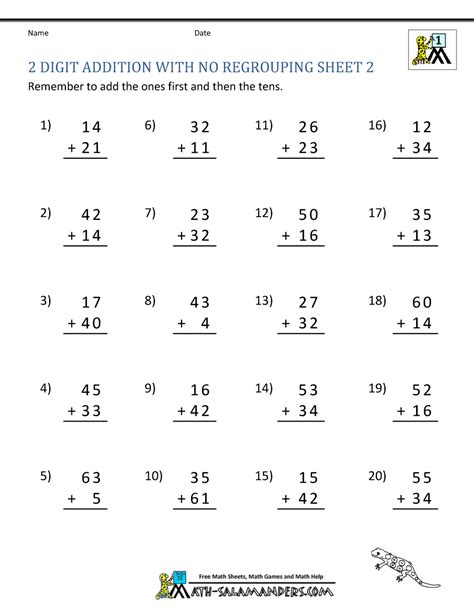 two digit addition without regrouping|Math Handouts: Double Digit Addition Without .